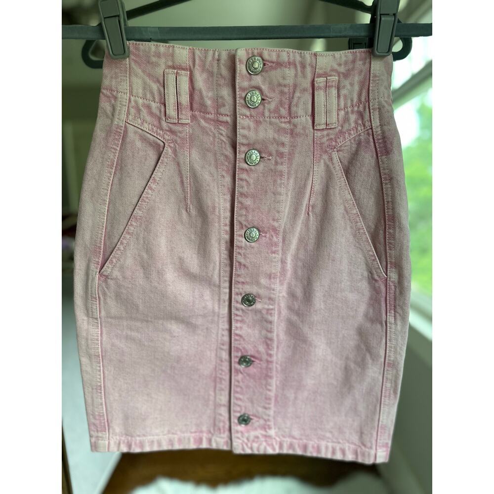 Isabel Marant Étoile High-waisted Denim Pencil Skirt In Rosa Light Pink Size 2 - Picture 6 of 9
